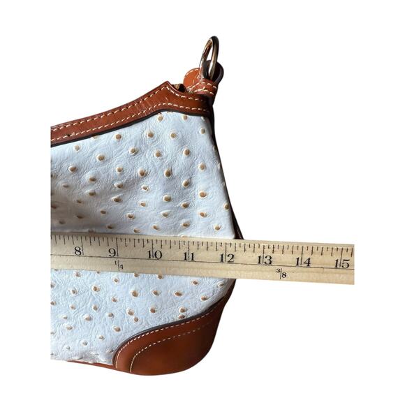 Dooney & Bourke Ostrich Collection Hobo Bag White Ivory Leather Brown Trim - Picture 8 of 12